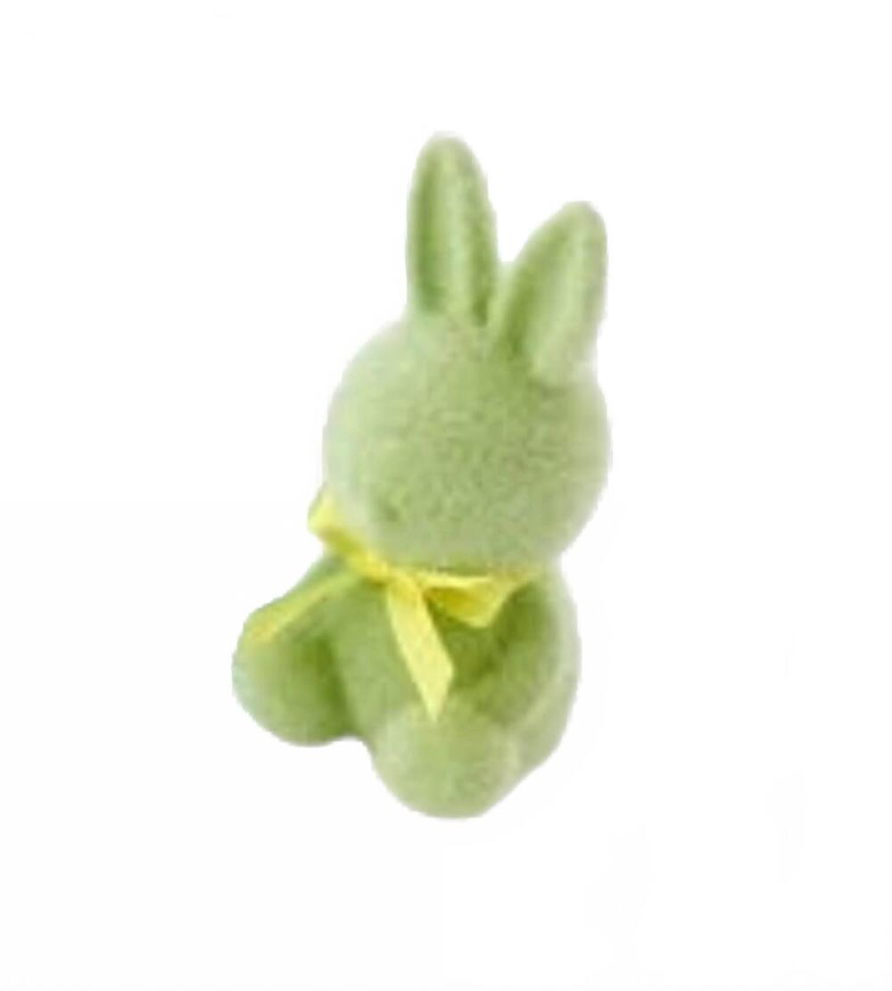 NEW ONE HUNDRED 80 DEGREES flocked sitting bunny in lime